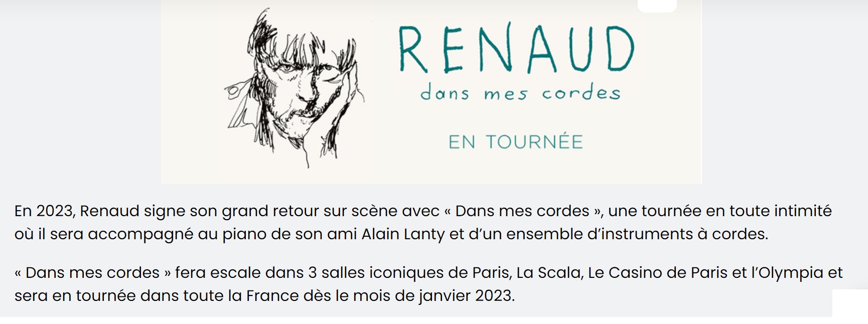 Musique. « Dans mes cordes » : le chanteur Renaud annonce son retour sur  scène pour 2023